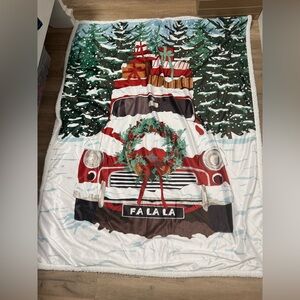 Christmas decor throw blanket with red truck design